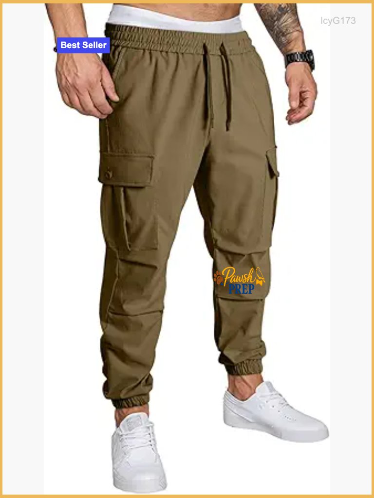 Men's Casual Cargo Joggers With Drawstring Elastic Waist Tapered Sweatpants